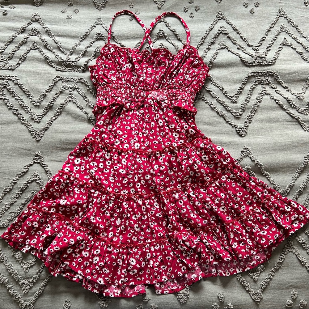 Red floral dress